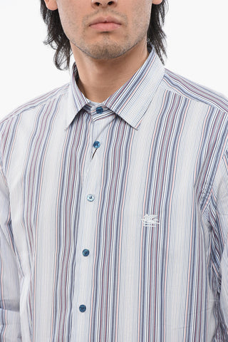 Camicia in Popeline di Cotone con Motivo Bayadere