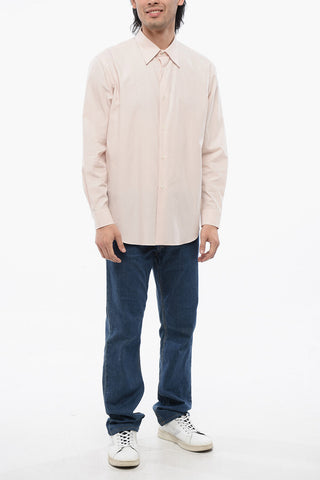 Spread Collar Solid Color Oversized Shirt