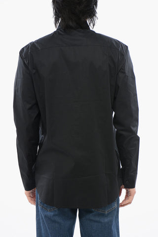 Stretch Cotton Shirt with Tone on Tone Logo