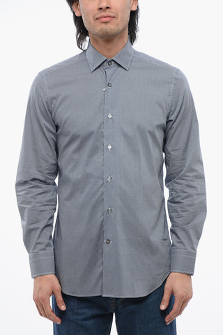 Printed Poplin Cotton Shirt with Spread Collar