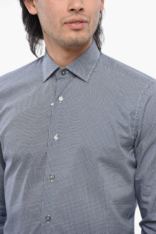Printed Poplin Cotton Shirt with Spread Collar