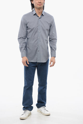 Printed Poplin Cotton Shirt with Spread Collar