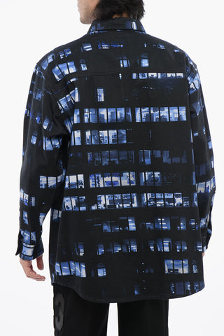 Denim Overshirt with Rhinestone