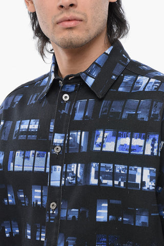 Denim Overshirt with Rhinestone
