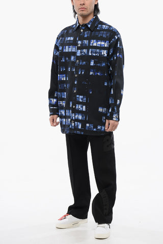 Denim Overshirt with Rhinestone