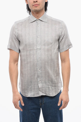 Camicia a Maniche Corte in Puro Lino