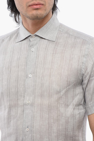 Camicia a Maniche Corte in Puro Lino