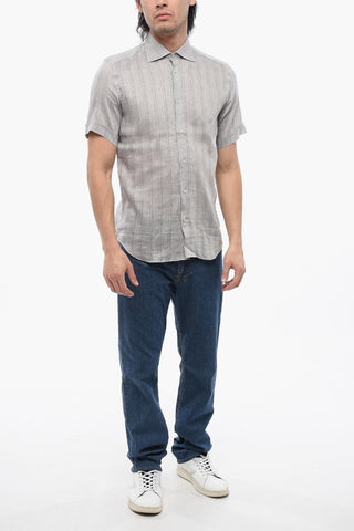 Camicia a Maniche Corte in Puro Lino