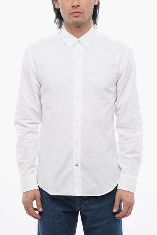 Camicia Casual Fit in Tinta Unita con Collo Button-Down