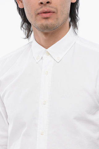 Camicia Casual Fit in Tinta Unita con Collo Button-Down