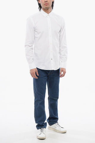 Camicia Casual Fit in Tinta Unita con Collo Button-Down