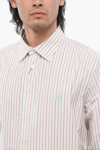 Camicia in Popeline di Cotone con Motivo Bayadere