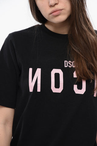 T-shirt Girocollo in Cotone con Logo Stampato