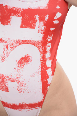 Stretch Fabric BFSW-PAMELA One-Piece Swimsuit with Maxi Logo in Bleeding Effect 