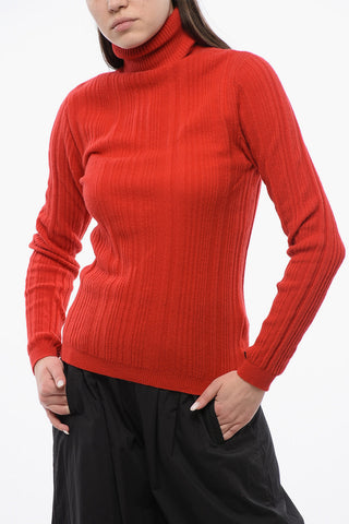 Ribbed Turtleneck Mixed Cashmere Sweater