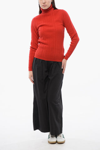 Ribbed Turtleneck Mixed Cashmere Sweater