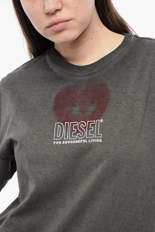 UNISEX Solid Color T-BUXT-N4 Crewneck T-Shirt with D-Heart Detail