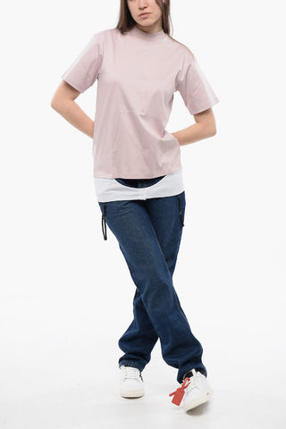 Solid-Color Crewneck T-Shirt LINGERIE with Contrast Detail