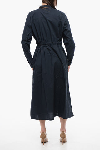 Popeline Shirt Dress with Drawstringed Waist