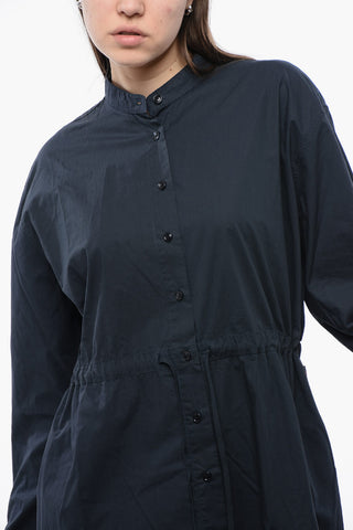 Popeline Shirt Dress with Drawstringed Waist