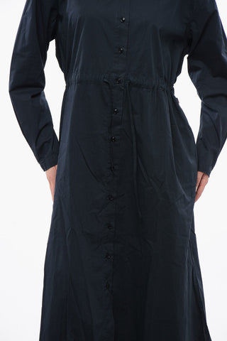 Popeline Shirt Dress with Drawstringed Waist