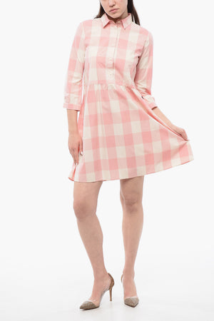 Long-Sleeved Checked Dress