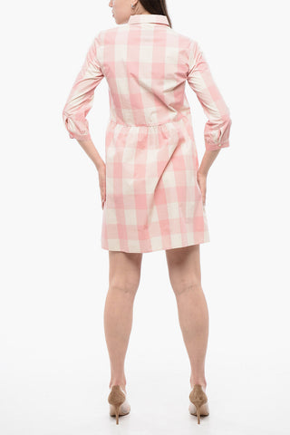 Langärmliges Kariertes Kleid