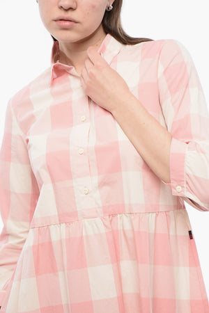 Long-Sleeved Checked Dress