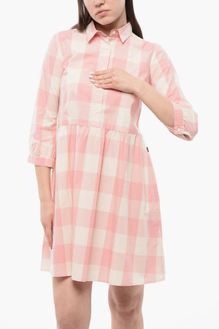 Langärmliges Kariertes Kleid