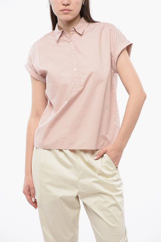 Sleeveless Cotton Blouse With Polo Neckline