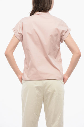 Sleeveless Cotton Blouse With Polo Neckline