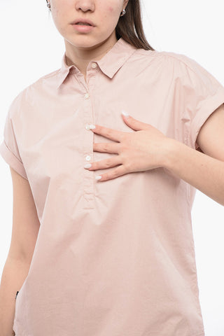 Sleeveless Cotton Blouse With Polo Neckline