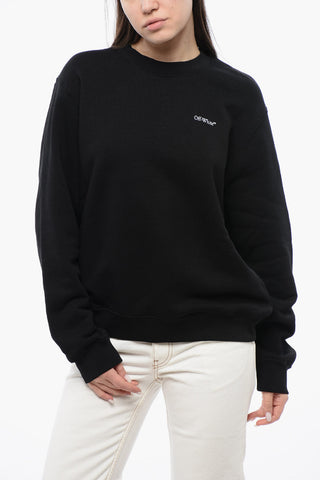 Cotton Crew-neck Sweatshirt with Back Floral Motif