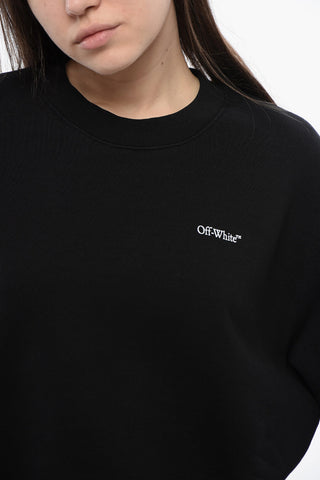 Cotton Crew-neck Sweatshirt with Back Floral Motif