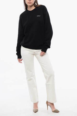Cotton Crew-neck Sweatshirt with Back Floral Motif
