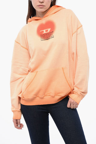 RED TAG UNISEX Felpa Hoodie S-BOXT-HOOD-N10 in Cotone Garzato con Dettaglio D-Heart