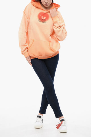 RED TAG UNISEX Felpa Hoodie S-BOXT-HOOD-N10 in Cotone Garzato con Dettaglio D-Heart