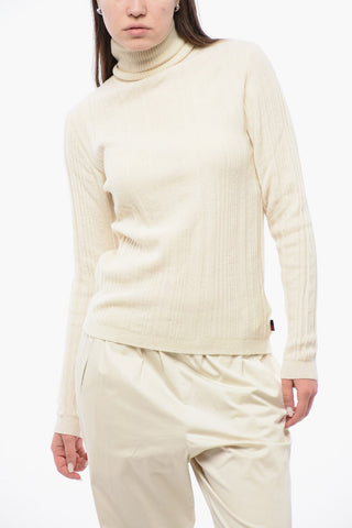 Ribbed Cashmere Blend Sweater with Turtleneck