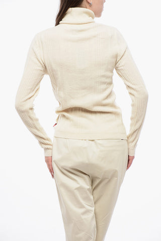 Ribbed Cashmere Blend Sweater with Turtleneck
