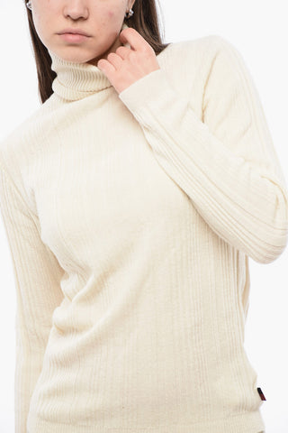 Ribbed Cashmere Blend Sweater with Turtleneck