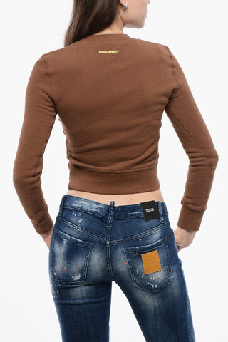 Cropped Sweatshirt mit Rundhalsausschnitt und Print