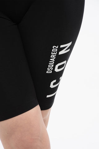 ICON Stretch Cotton Biker Shorts with Printed Logo