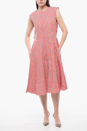 ARCHIVE Midi Cotton Shirt Dress with Gingham Pattern