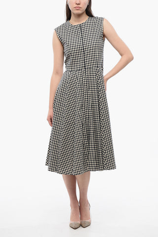Checkered Sleeveless Shirt Dress