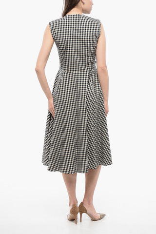 Checkered Sleeveless Shirt Dress