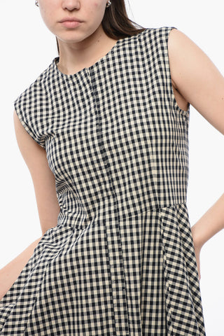 Checkered Sleeveless Shirt Dress