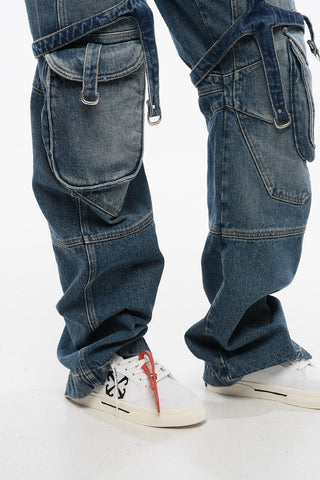 Jeans Cargo Loose Fit a Vita Regolare