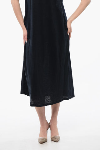 Linen Sleeveless Dress with V-Neck