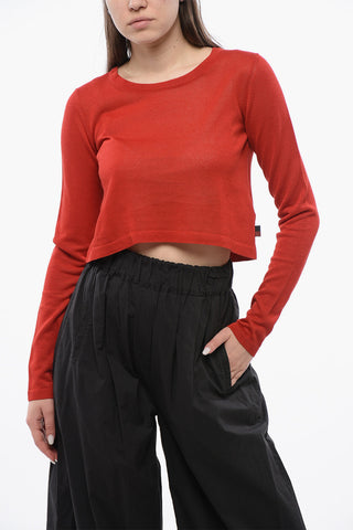 Rundhals-Crop-Top aus Viskose-Mix