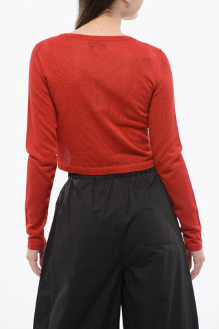 Rundhals-Crop-Top aus Viskose-Mix